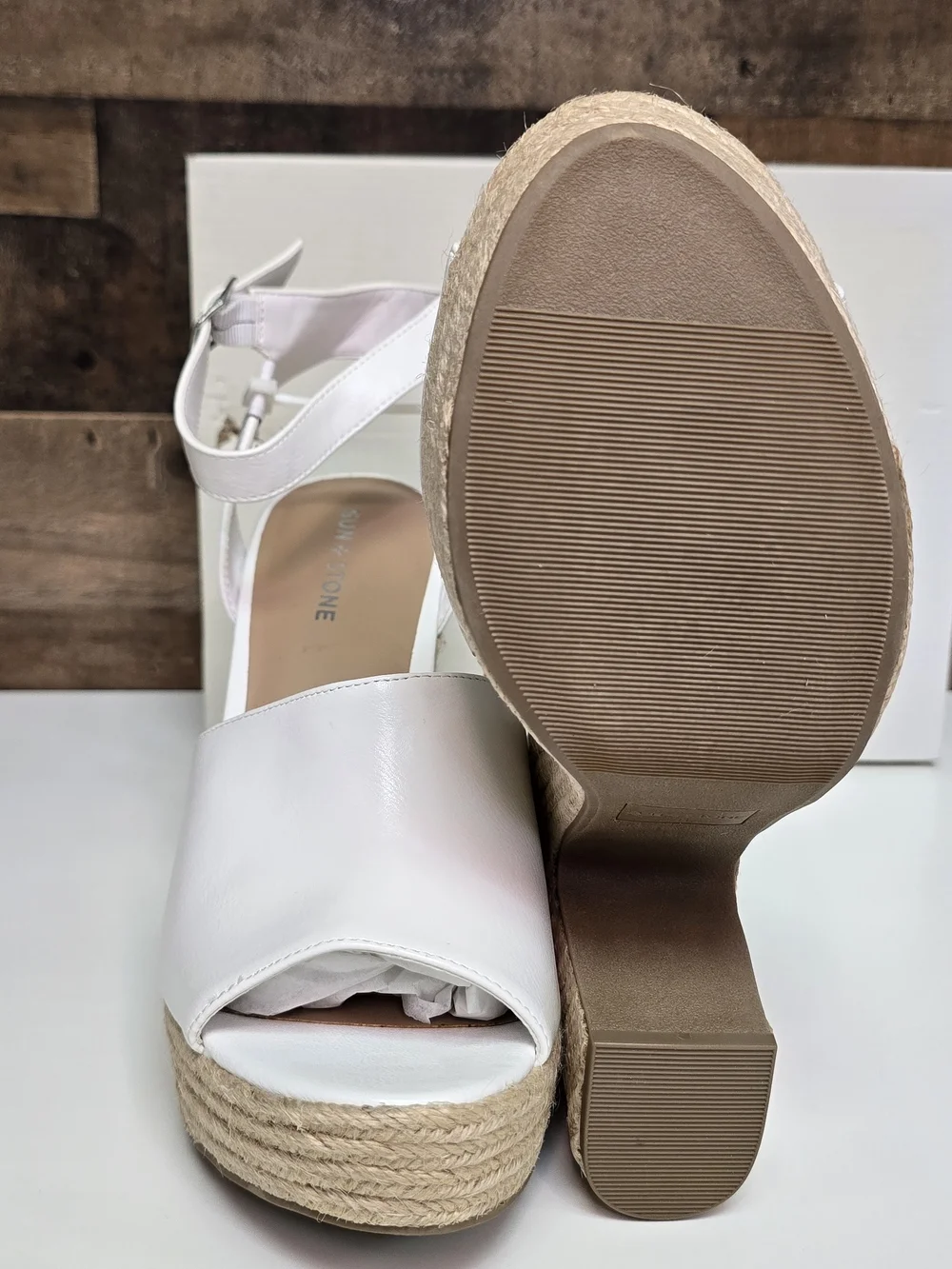 Sun + Stone white leather